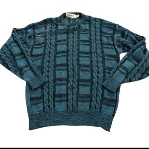 Vintage Men’s Large McGregor 100% Acrylic Blue & Black Pullover Sweater